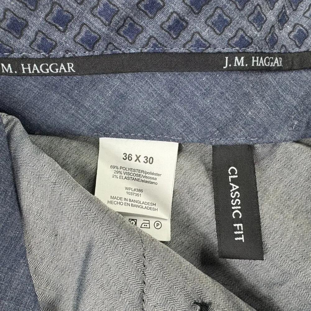 Haggar Mens 4-Way Stretch Textured Grid Classic Fit Dress Pants Charcoal 36x30